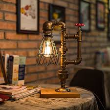 In some cases, a literal vase or urn is used for the base, lending many of these traditional and contemporary table lamps a unique vintage appeal. Pipe Desk Lamp Vintage Kettle Style Table Light Industrial Iron Pipe Desk Table Lamp Night Light Square Base Buy Online In South Africa At Desertcart Co Za Productid 54369418
