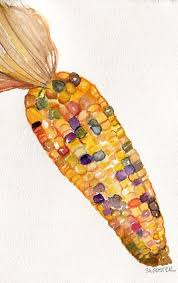 Indian Corn Watercolor Painting Original Kitchen Decor 5 X 7 Etsy Corn Painting Painting Art Lesson Watercolor Paintings