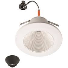 The baffle trims work by reducing the brightness. Commercial Electric Part 53197301 6 In Ultra Low Glare Deep Baffle Color Selectable Integrated Led Recessed Lighting Trim Dimmable 670 Lumens Wet Rated Trim Home Depot Pro