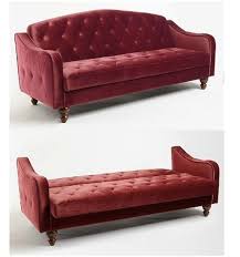 Batista red golden base sofa. Red Velvet Sofa Bed Burgundy Tufted Futon Couch Merlot Wine Sleeper Convertible Traditional Sofa Velvet Sofa Bed Sleeper Sofa