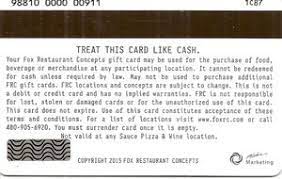 Gift cards cannot be purchased with foxwoods rewards points. Gift Card Established 1998 Restaurants United States Of America Fox Restaurant Concepts Col Us R Foxrestcon 001