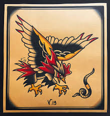 Schonberger, a local tattoo scholar; American Traditional Rooster Tattoo Flash Novocom Top