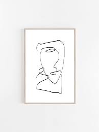 Black And White Face Drawing One Line Printable Wall Art Modern Wall Art Line Drawing One Line Etsy Line Drawing Printable Wall Art Line Art Drawings