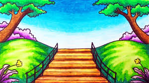 Easy drawing tutorials for beginners, learn how to draw animals, cartoons, people and comics. Easy Garden Scenery Drawing How To Draw Scenery Of Beautiful Park In The City Youtube