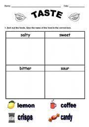 Image Result For Sense Of Taste Worksheet