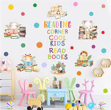 Amazon.com: HATARU Colorful Inspirational Wall Decals,Reading Animals Wall  Sticker Peel and Stick,Motivational Quotes Wall Decal for Classroom,Reading  Wall Decal for Kids Room Nursery Bedroom Reading Corner Decor : Baby
