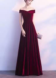 Wine Red Off Shoulder Velvet Long Wedding Party Velvet Prom Dress Red Velvet Prom Dress Off Shoulder Bridesmaid Dress