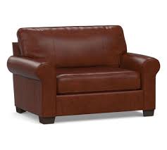 Take this one for example: Buchanan Roll Arm Leather Twin Sleeper Sofa Pottery Barn