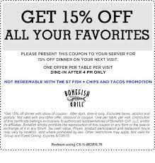 Enjoy 15 Percent Off On Dinner At Bonefish Grill Bonefish Grill Holiday Coupons Fish And Chips
