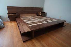 Walnut Bed Frame With Claro Nightstands California Modern Furniture Design Handmade By Santeedesign Com For Inqu Double Bed Designs Furniture Modern Bed