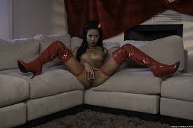 Free Porn Pics of Sexy devil Kira Noir posing in red high latex boots -  MyPornstarBook.net