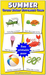 Summer Gross Motor Movement Game Free Printable Gross Motor Gross Motor Activities Preschool Games