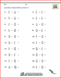 adding fractions worksheets