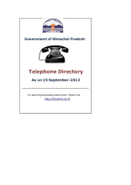 Check spelling or type a new query. Government Of Himachal Pradesh Telephone Directory As On 15