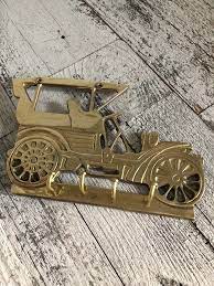 Vintage Brass Key Holder Antique Car Key Storage Organization Solid Brass Wall Screws Included Vintage Car Brass Brass Key Hook Vintage Brass Key Storage Key Holder