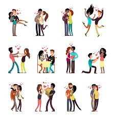 Happy Young Interracial Couples In Love Collection Vector Cartoon  Characters Illustration Royalty Free SVG, Cliparts, Vectors, And Stock  Illustration. Image 114881192.
