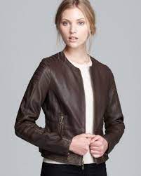 Dkny Leather Jacket Collarless Shoulder Seaming Women Bloomingdale S Leather Jacket Jackets Beige Leather Jacket
