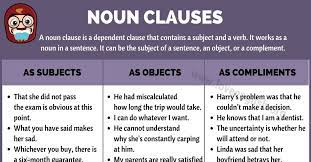 It works as a noun in a sentence. Noun Clauses Definition Functions And Example Sentences Love English
