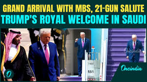 Trump’s MAJESTIC WELCOME By MBS In Saudi: Purple Carpet, 21-Gun Salute,  Trump’s Signature Dance Move