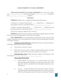 free garage rental agreement form for storage and parking formspal