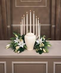 Candles Add A Spiritual Element In 2020 Urn Arrangements Cremation Urn Display Funeral