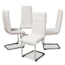 Set Of 4 Marlys Modern And Contemporary Faux Leather Upholstered Dining Chairs White Baxton Studio In 2020 Faux Leather Dining Chairs Upholstered Dining Chairs White Dining Chairs
