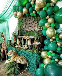 Ola memoirs safari baby shower decorations jungle theme party supplies with lush green balloon garland arch kit backdrop, banner, tropical palm leaves, balloons strip, ivy vines decor for boy and girl. Balloons Jungle Safari Theme Party Decorations Balloon Garland Kit Favors For Kids Boys Birthday Baby Shower Decor Party Birthday Balloons Decorations Balloons For Parties Jungle Theme Party Supplies Toys Games