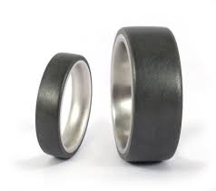Set Of Two Titanium And Graphite Wedding Bands Modern And Unique Grey Rings Water Resistant Very Wedding Rings Alternative Wedding Rings Wedding Rings Round