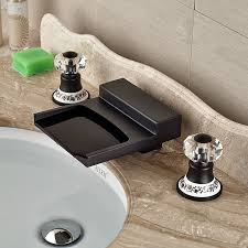 Limited lifetime warranty gives you peace of mind Yakso Dual Handle Oil Rubbed Bronze Water Fall Bathroom Sink Faucet With Hot Cold Water Mixer Funitic