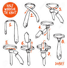 The half windsor knot provides a professional, sleek appearance ideal for job interviews. Half Windsor Knot Tie Making Instructions Sketch Isolated Vector Royalty Free Cliparts Vectors And Stock Illustration Image 45347197