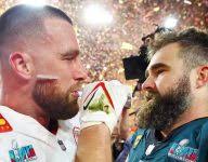 Travis, Jason Kelce mic'd up after Super Bowl was full of love