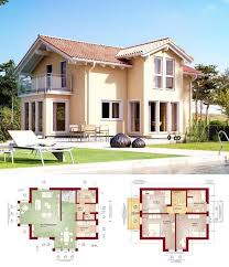 Stadtvilla Mediterraner Landhausstil Haus Evolution 122 V4 Bien Zenker Einfamilienhaus Modern Satteldach Fassade Putz Grund Haus Grundriss Haus Balkon Haus