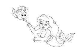 Though these coloring pages are more suitable for your little daughter, but your son can also enjoy coloring it. Little Ariel And Baby Flounder Coloring Page Coloring Sun Ariel Coloring Pages Disney Drawings Sketches Free Coloring Pages