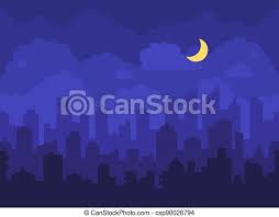 Cities art summer skyline comic book cityscape agence street parks in urban cities vector cartoon skyscrapers deco city city night view bench cartoon city and garden. Night Cityscape Cartoon City At Night With Skyscrapers Skyline Clouds And Moon Vector Background Night Cityscape Cartoon Canstock