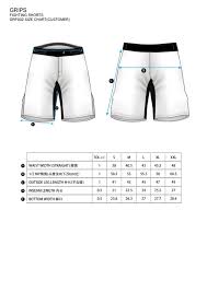 Grips Fight Shorts Size Guide Martial Art Shop