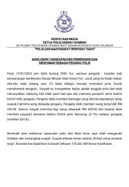 1.seksaan bagi kesalahan yang dilakukan dalam malaysia. Kenyataan Media Ketua Polis Daerah Polis Daerah Gombak Facebook
