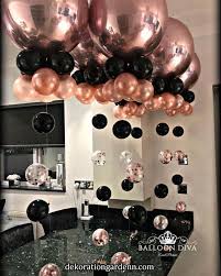 Rose Gold Orbs Black Rose Gold Orbs Black Rose Gold Orbs Black Decoration 18th Birthday Party 16th Birthday Party Rose Gold Party