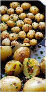 Garlic Chive Butter Roasted Potatoes Roasted Baby Potatoes With Garlic Chives Butter And Parmesa Roasted Baby Potatoes Vegetable Recipes Potato Side Dishes