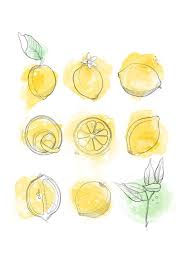 Watercolor Lemons Fine Art Print Kitchen Yellow Wall Art Lemon Art Yellow Wall Art Fine Art Prints
