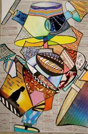 9th Grade Contour Line Collage Art Contour Line Drawing Design Art