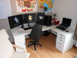 Art desk with storage for tiny studio space. Ikea Battlestation Ikea Corner Desk White Desk Office Ikea L Shaped Desk