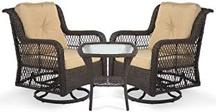 Amazon Com Aoxun 3 Piece Rocking Rattan Chair Outdoor Patio Bistro Furniture Sets 2 Cushioned Swivel Wicker Cha Outdoor Chairs Bistro Furniture Rattan Chair