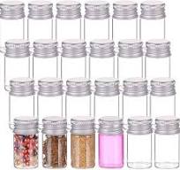 BENECREAT 24 Pack 8ml/0.27oz Mini Glass Empty Cosmetic Jars Clear Small  Vials Empty Glass Bottles with Screwed Aluminum Caps for Wishing Message ...