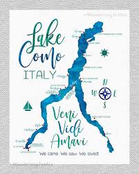 Lake Como Map Italy Lake Lago Di Como Map Veni Vidi Amavi Etsy Lake Como Lake Como Italy Italy