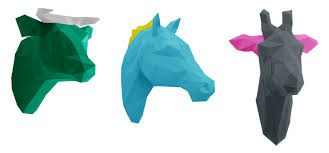 Figuren und fensterbilder laubsagevorlagen und zubehor. Papershape 3d Origami Tierkopfe
