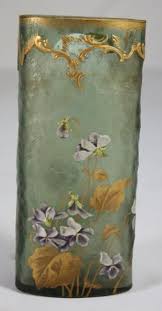 Mont Joye Vase En Verre Givre A Decor Emaille De Violettes Vase Verre Vase En Bois Arrangements De Vase