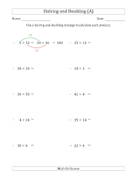 The Halving And Doubling Strategy With Harder Questions A Multiplication Facts Worksheets Pre Algebra Worksheets Math Worksheet