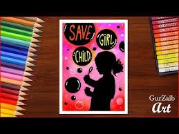 How To Draw Save Girl Child Poster Chart Drawing For School