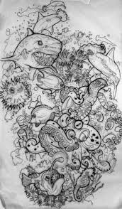 Black And White Ocean Sleeve Tattoo Designs Significance Of Tattoos In Different Cultures Bocetos Pulpos Dibujo Bocetos Artisticos
