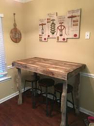 Kitchen Bar Height Table For The Rustic Farmhouse Style Handmade From Pallets Kitchen Bar Table Bar Height Kitchen Table Bar Height Table Diy